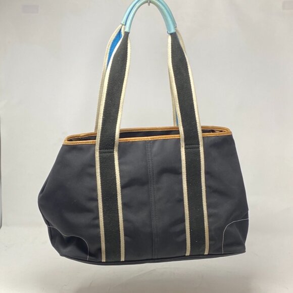 Vtg Coach Hampton Weekender 5656 Nylon Shoulder Handbag Purse Black Brown Blue - Picture 5 of 11